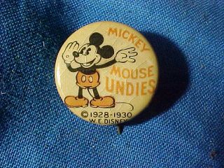 Orig 1930s Mickey Mouse Undies Advertising Pinback