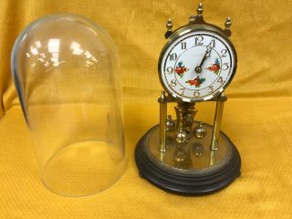 Vintage Glass Dome Kundo Anniversary Clock Kieninger & Obergfell With Key 150 2