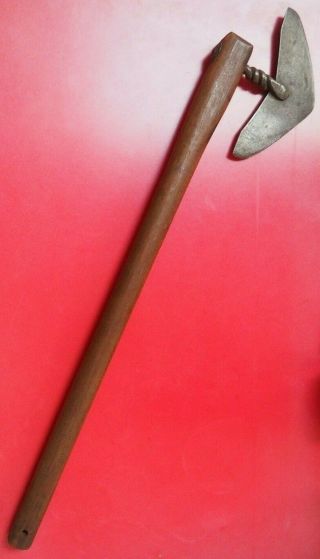 Fine Old Antique South African Tribal Art Zulu Wooden Axe Twisted Shaft Club Vf
