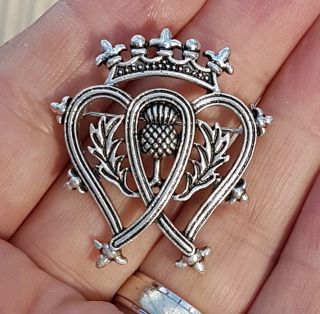 Vintage Jewellery Scottish Celtic Luckenbooth Sweetheart Silver Brooch Shawl Pin