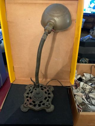 Vintage Cast Iron Goose Neck Desk Lamp Lmond Mfg Co.  Brooklyn N.  Y.