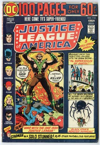 Justice League Of America 112 Vf/nm 9.  0 White Pages 100 Page Giant Dc 1974