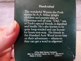 Vintage Hallmark Ornament w/ Box OWL from Winnie the Pooh 1991 - 1992 3