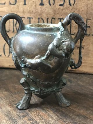 Rare 19th Century French Louis Ernest Barrias Putti Cherub Bronze Urn Vase