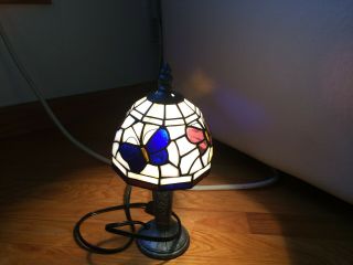 Butterfly Tiffany Style Stained Glass Small Table Desk Lamp Night Light 12 Inch