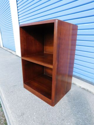 1960s Mcm Vtg Solid Cherry Double Decker Lp Record Cabinet Bookshelf Shelves