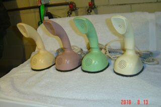 4 Vintage Ericofon Cobra Rotary Dial Phones Green White Salmon Light Yellow