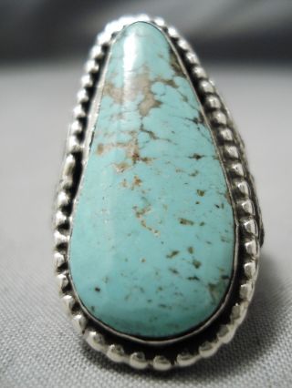 Quality Vintage Navajo Tear Of Joy Sterling Silver Turquoise Ring