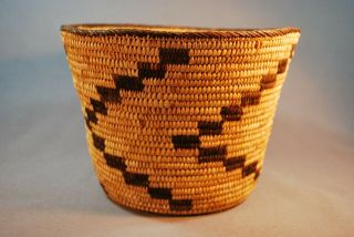 Antique Native American Pima Indian Basket Bold Geometric 6 1/2 " Tall Mcgill C.