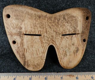 Old Inuit Indian Bone Snow Goggles Engraved Eyes Good Age Alaskan Artifact 1860