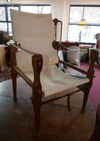 Melvill & Moon Vintage Roorkhee Safari Chair Brown Leather & Canvas