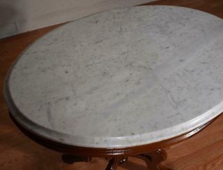 19th C.  Antique Victorian Eastlake Walnut White marble top center / side table 3