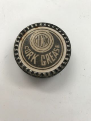 Vintage Micro Cork Grease Small Metal Tin With Paper Top Label