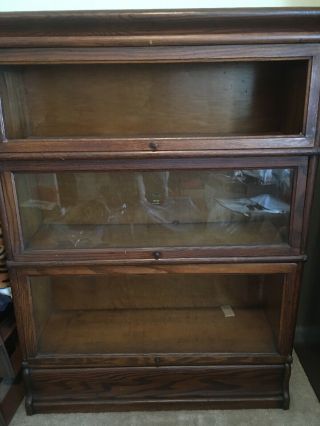 Barrister Bookcase.  3 Stackable Shelves.  Glass Missing On Top Shelf.  12/19