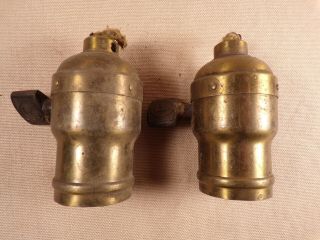 2 Vintage Electric Lamp Fatboy Brass Turn Socket Circle F Restore