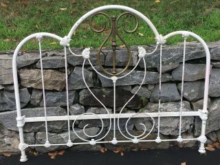 Antique Iron And Brass Full Size Headboard