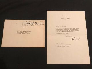 First Lady Bess W.  Truman Signed Letter Flotus Personal Stationary 1980