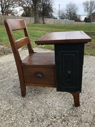 Moulthrop Antique Vintage Oak Adjustable School Desk Langslow Fowler Co.  Ny