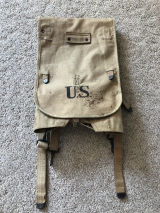 Vintage 1918 Us United States Tan Ww1 World War 1 Canvas Haversack Backpack