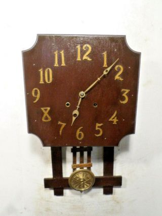 1895 American Mission Oak Striking Swinger Wall Clock
