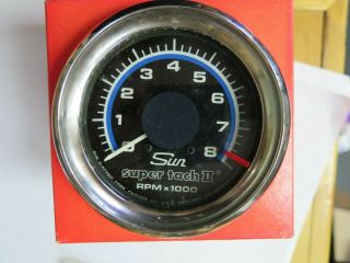 Nos Vintage Sun Tach Ii 8000 8k Rpm Blue Line Tachometer - Cp 7901 Vintage