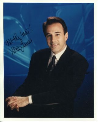 Matt Lauer Hand Signed 8x10 Color Photo,  Young,  Handsome Pose