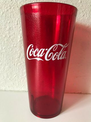 One (1) Coca Cola Coke Cup Red Plastic Tumbler - 24 Oz Restaurant Grade -