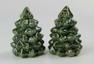 Vintage Ceramic Christmas Trees Salt And Pepper Shakers