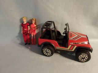 Vintage Tonka Gold Digger Jeep Truck Made In Usa Fits 6 " Dolls Red & Black