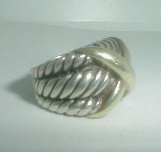 Vintage Authentic David Yurman Designer Sterling Silver 14k Gold Statement Ring