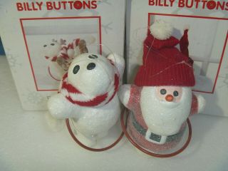 2 Billy Buttons Santa Moose With Hula Hoops Department 56 Christmas Ornaments