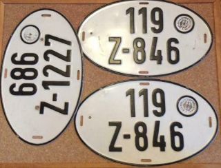 Three Two Matching Vintage German License Plates Oval Hauptzollamt Luneburg