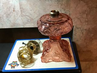 Pink Depression Glass Electric Oil Lamp Converted 12” Tall