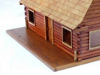 Large Vintage Log Cabin Dollhouse Signed Bill Shaw Hand Crafted Wood Doll House