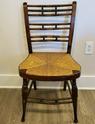 Ladder Back Spindle Chair With Cane Seat 1800 