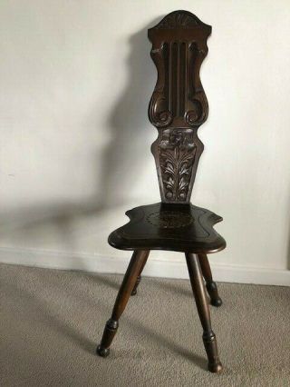 Shabby Chic Vintage Carved Oak Spinning Chair Circa 1910