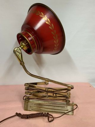 Vintage Tole Ware Industrial Metal Accordion Light Wall Mount Extendable Lamp