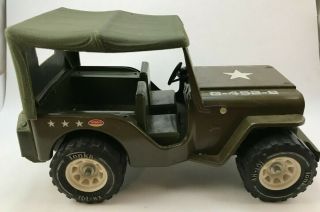 Vintage Tonka Army Jeep G - 452 - 8 Pressed Steel Toy Truck W/ Canopy Top Cover