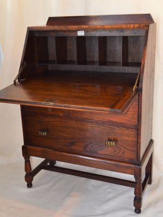 Antique English Front Desk Cabinet Stand Solid Wood Patina
