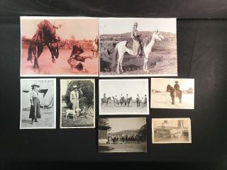 Set Of 8 Vintage Photo Western Themed Real Cowgirls & Cowboys Early 1900 