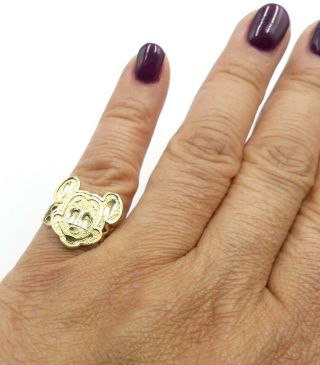 Vintage Italy 10k Gold Mickey Mouse Ring Size 6