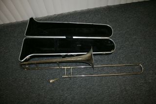 Vintage Olds Studio Trombone Silver Tone /w Mouthpiece Fullerton Calf.  Sn 563860
