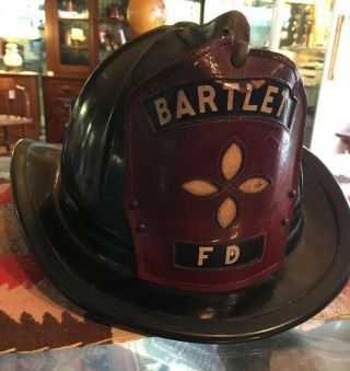 Vintage Fireman’s Fireman Hat Bartlett Illinois Ill.  Fire Department Helmet