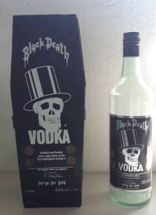 Vintage Black Death Vodka Skull Coffin Bottle Guns N Roses Slash Rock Prop 90s