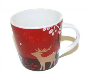 Starbucks Coffee 2009 Holiday Christmas Bone China Deer Red Cup Mug