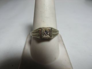 Vintage 1930s 14k Solid Gold Ring With Mine Cut Natural Diamond