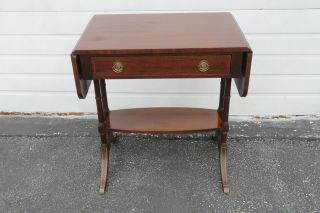 Mahogany Inlay Drop Leaf Card Game Console Table By Brandt Furniture 9973