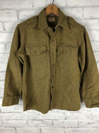 Vintage Ww2 Wool Us Army Regulation Shirt Olive Khaki Size Small