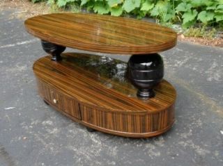 Two Tiered Makassar Ebony Coffee Table Art Deco Style