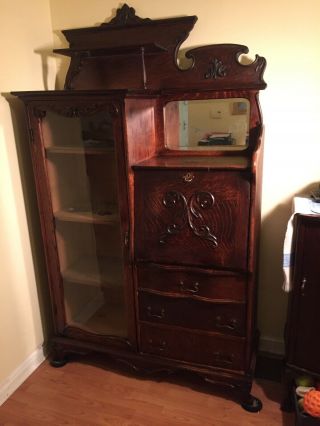 Antique Bookcase/secretary,  Oak,  Dark Brown, .